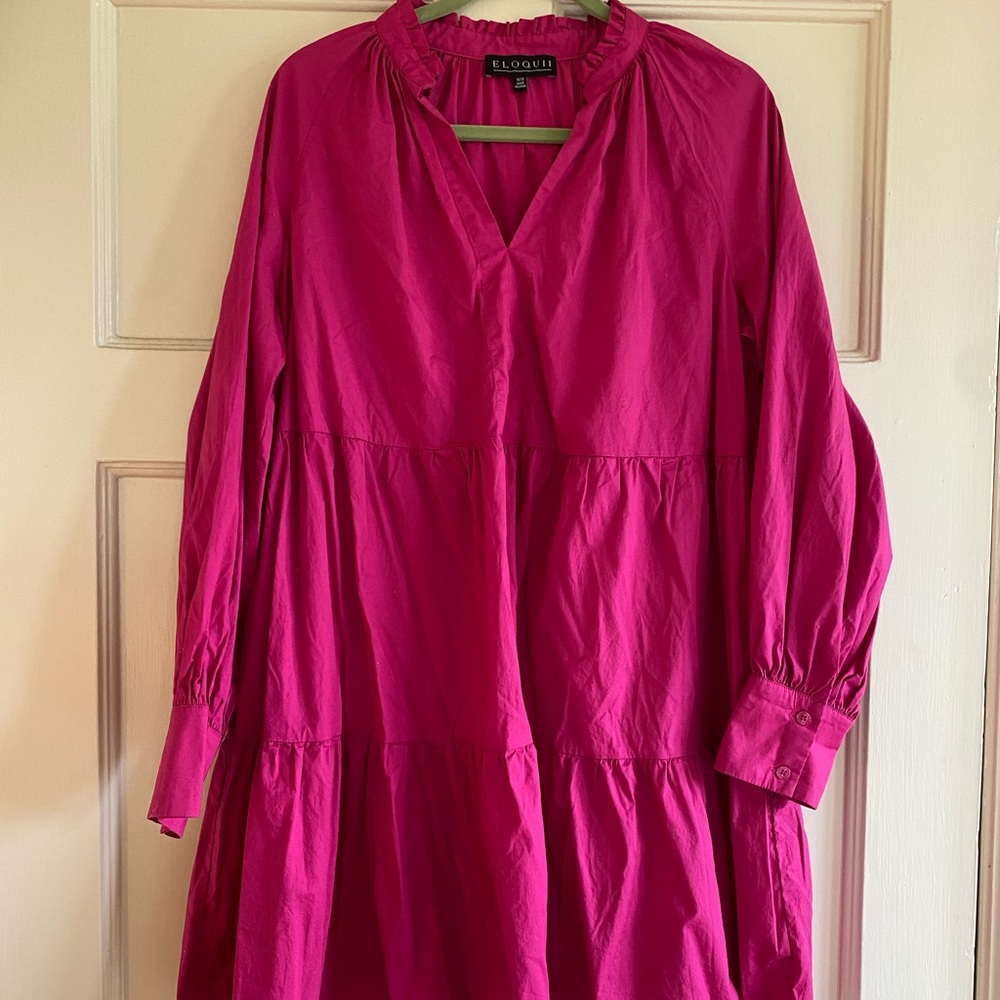 Eloquii Hot Pink Tiered Mini Dress size 18/20